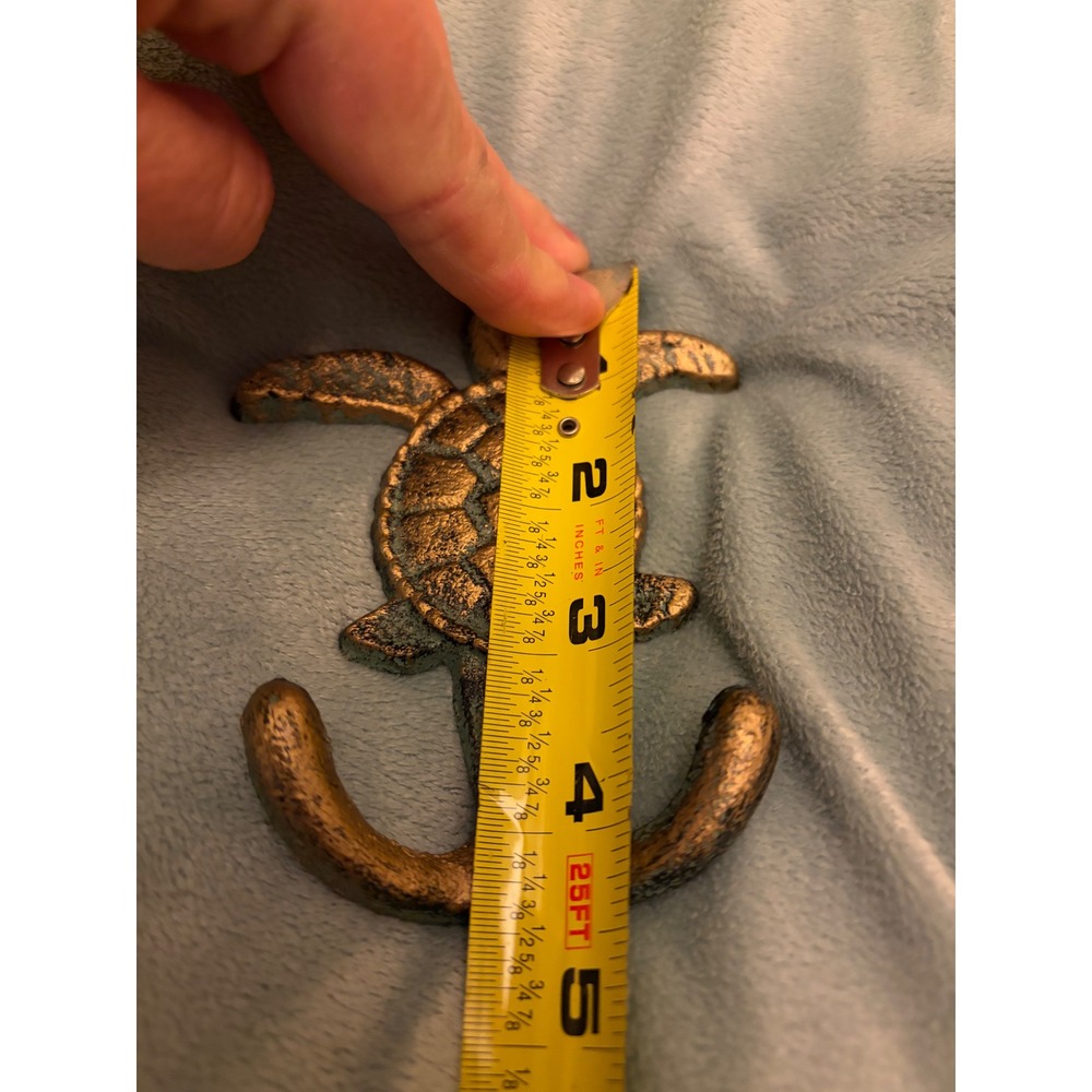 Cast Iron Sea Turtle Wall Hooks Set of 3 Weathered Bronze Nautical Beach Decor - Picture 6 of 8